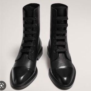 Massimo Dutti black leather lace up boots, size 6 1/2